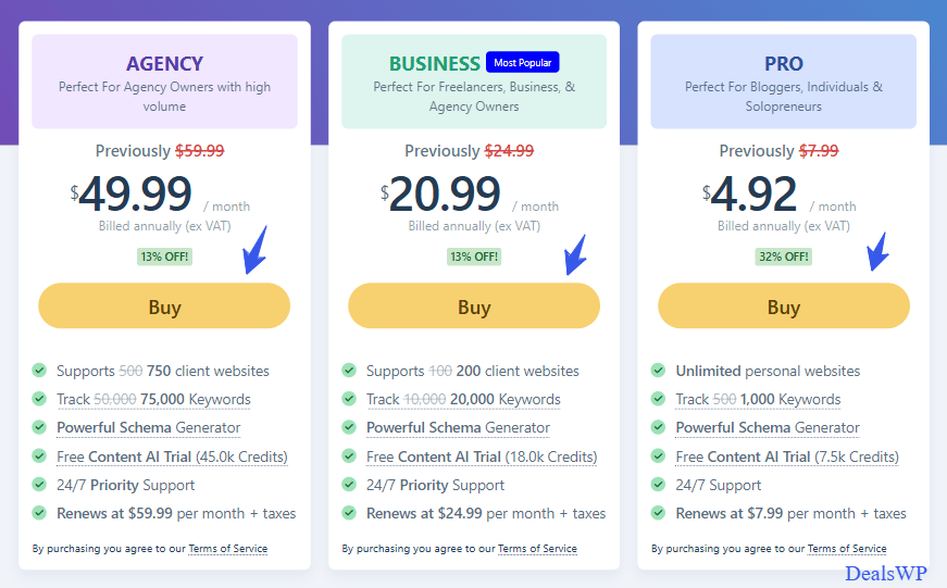 Rank Math Offer Pricing