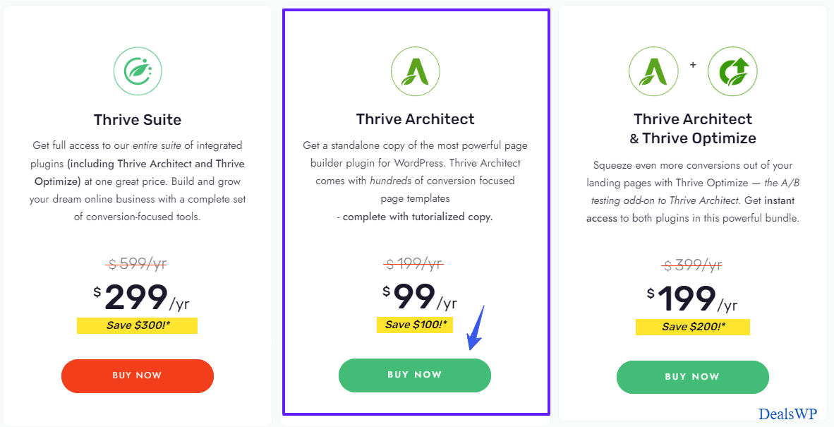 Thrive Architect Pricing Plans