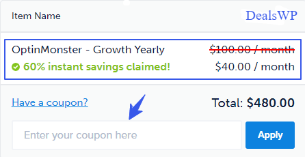Apply OptinMonster Coupon Code