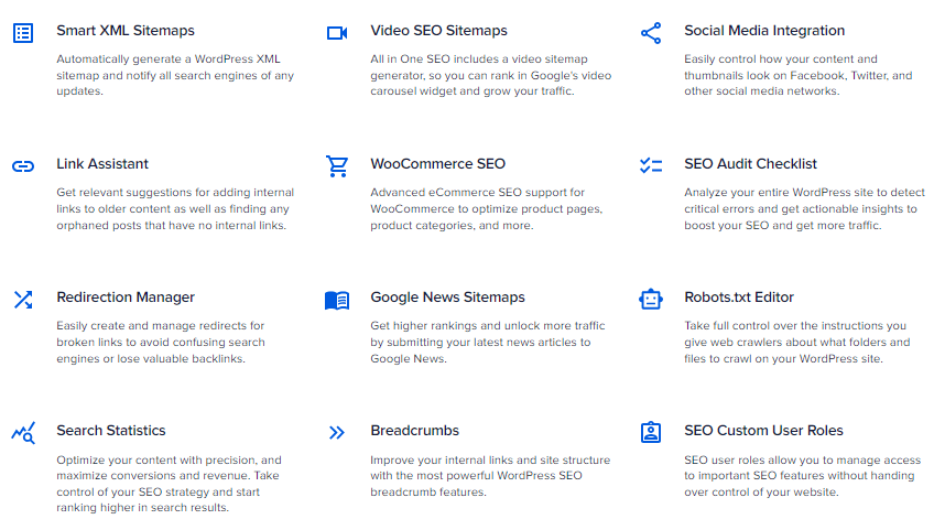 All in One SEO Key Features  