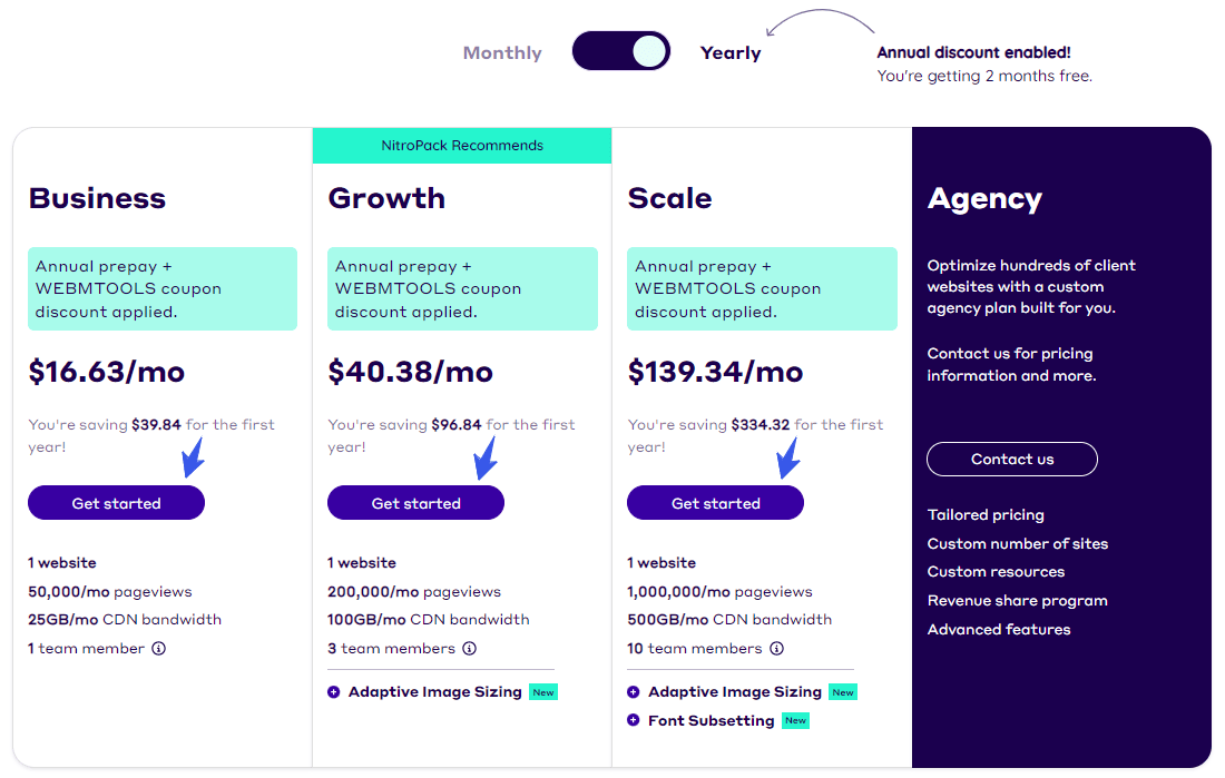 NitroPack Coupon October 2025 – Get 60% Off & Save $75 on WordPress Speed Optimization Plugin 3 NitroPack Pricing Annual