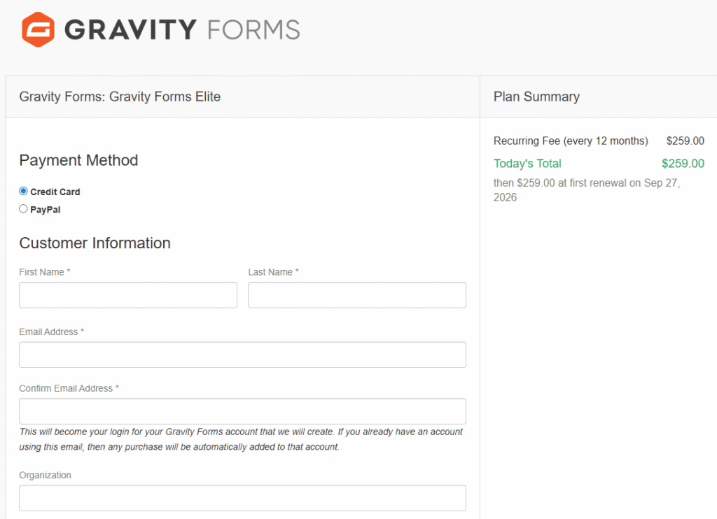 Apply Gravity Forms Coupon and complete the payment