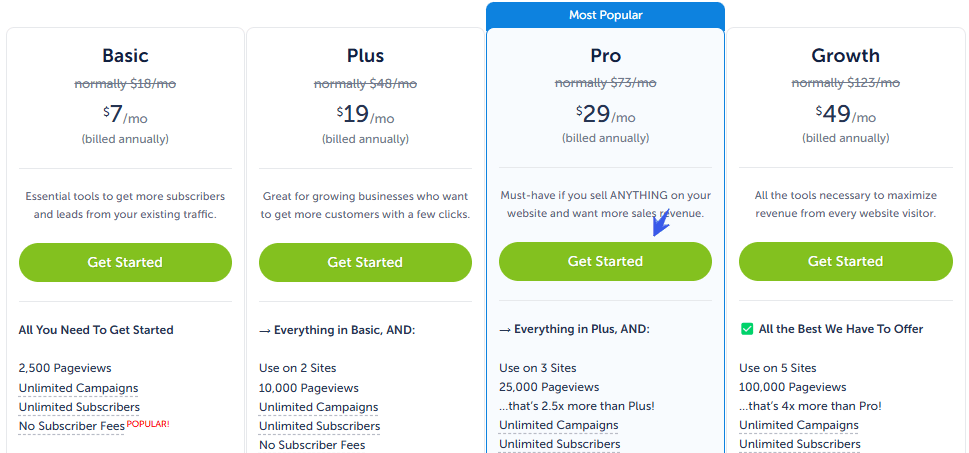 OptinMonster Pricing Plans 