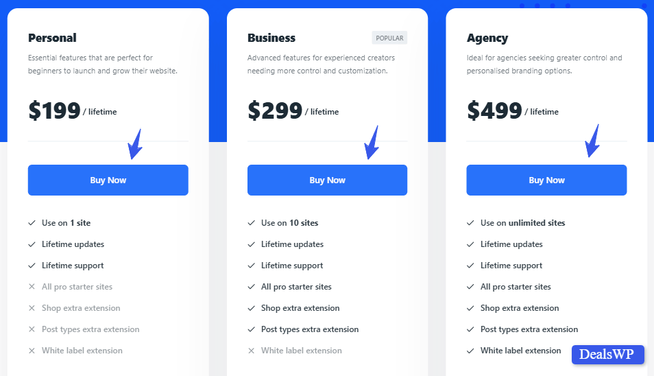 Blocksy Pricing Plans