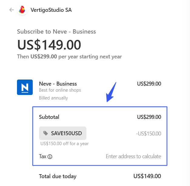 Neve Theme Checkout Page