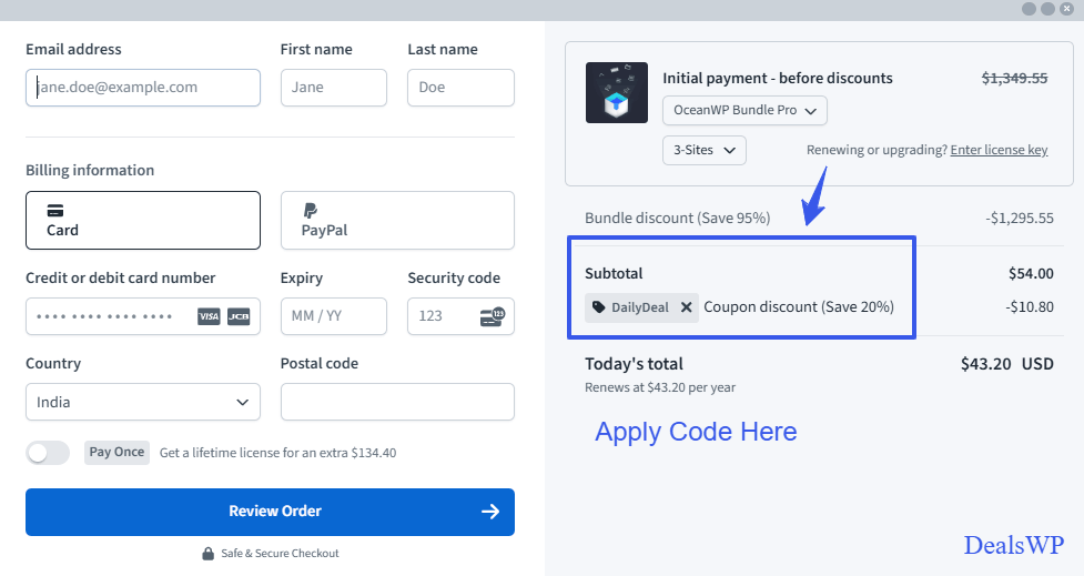 OceanWP Pro checkout page
